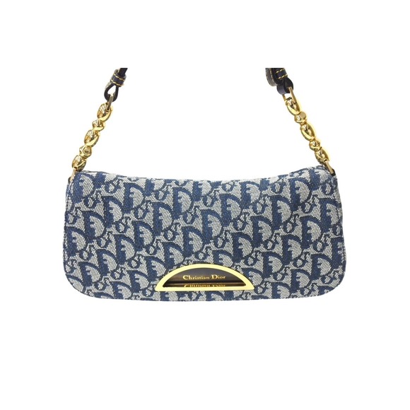 Dior Navy Shoulder Bag Christian Pearl Logo  Maris - Picture 1 of 8